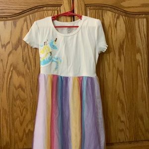 Kids rainbow unicorn dress with sequin unicorn